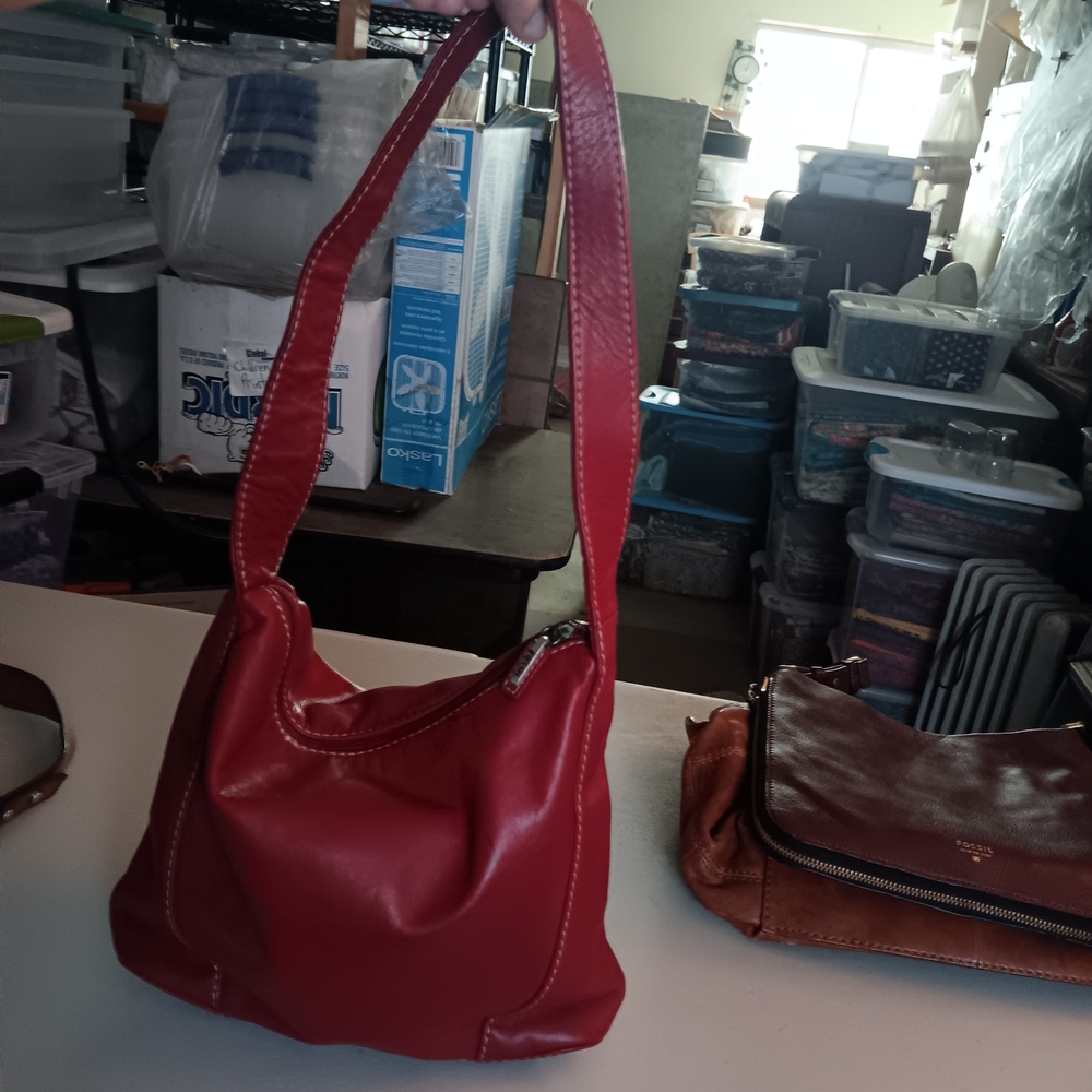 Fossil Red Leather Shoulder Bag